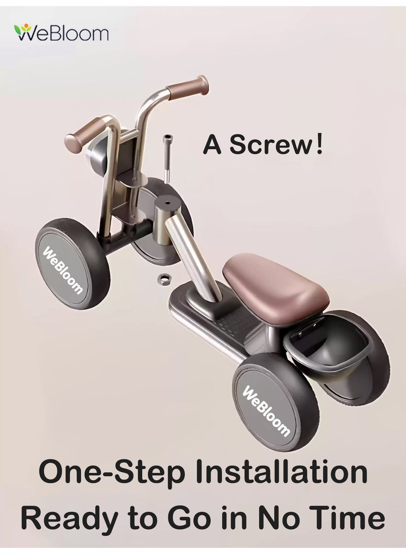 WeBloom Baby Ride on Car Kids Balance Bike, 4-Wheel Baby Walker Silent and Durable, with Large Anti-Slip Wheels and Soft Seat, Mini Baby Bike with Music and Lights,Sturdy Safe Indoor Outdoor Ride On Toy, for Boys and Girls Gifts - Image 2